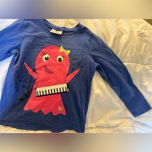 Hanna Andersson Pink Musical Octopus Keyboard Long Sleeve Tee Shirt Size 120 EUC